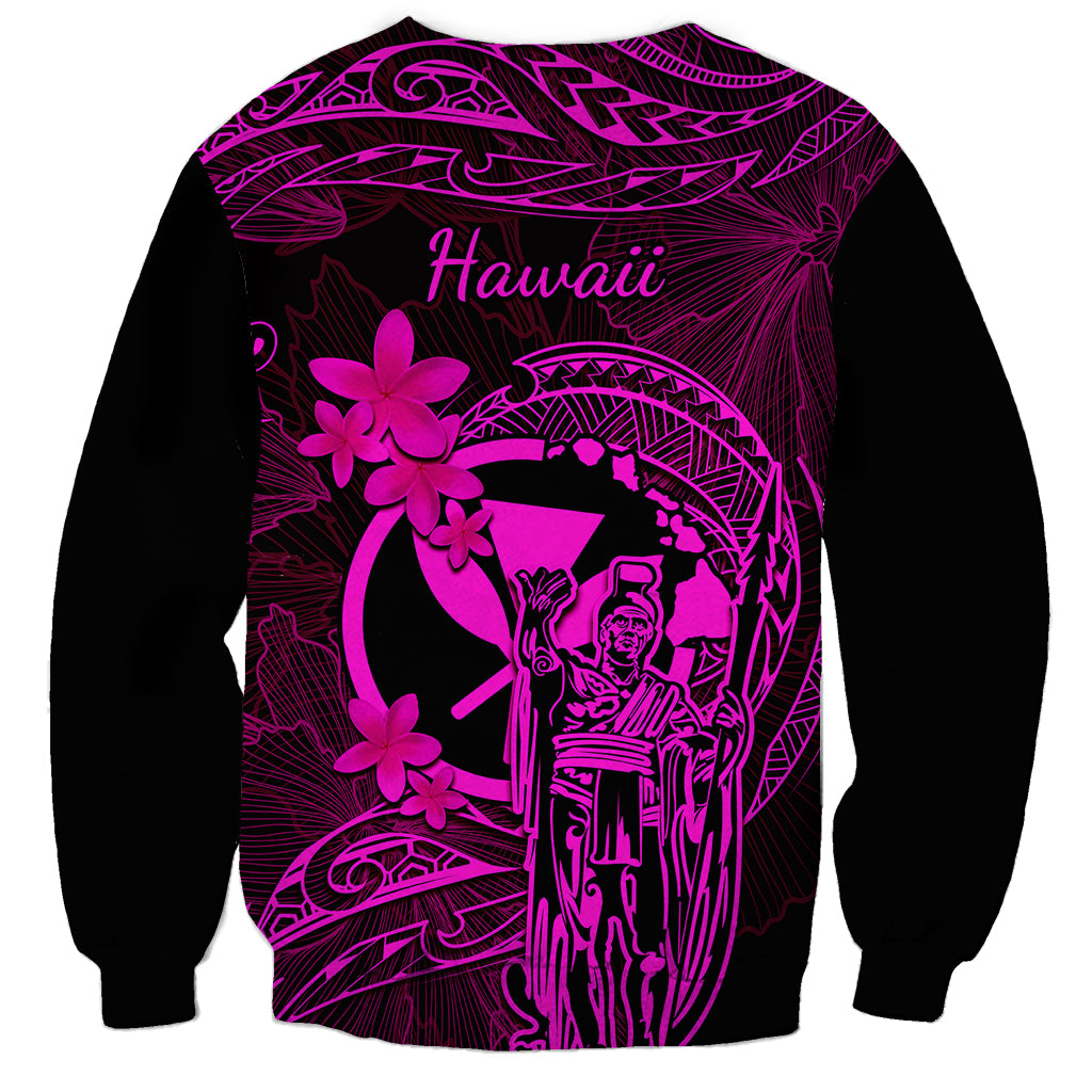 Hawaii Sweatshirt King Kamehameha Mix Polynesian Plumeria Pink Version LT14 - Polynesian Pride