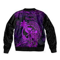 Hawaii Bomber Jacket King Kamehameha Mix Polynesian Plumeria Purple Version LT14 - Polynesian Pride