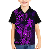 Hawaii Family Matching Summer Maxi Dress and Hawaiian Shirt King Kamehameha Mix Polynesian Plumeria Purple Version LT14 Dad's Shirt - Long Sleeve Purple - Polynesian Pride