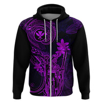 Hawaii Hoodie King Kamehameha Mix Polynesian Plumeria Purple Version LT14 Zip Hoodie Purple - Polynesian Pride