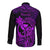 Hawaii Long Sleeve Button Shirt King Kamehameha Mix Polynesian Plumeria Purple Version LT14 - Polynesian Pride