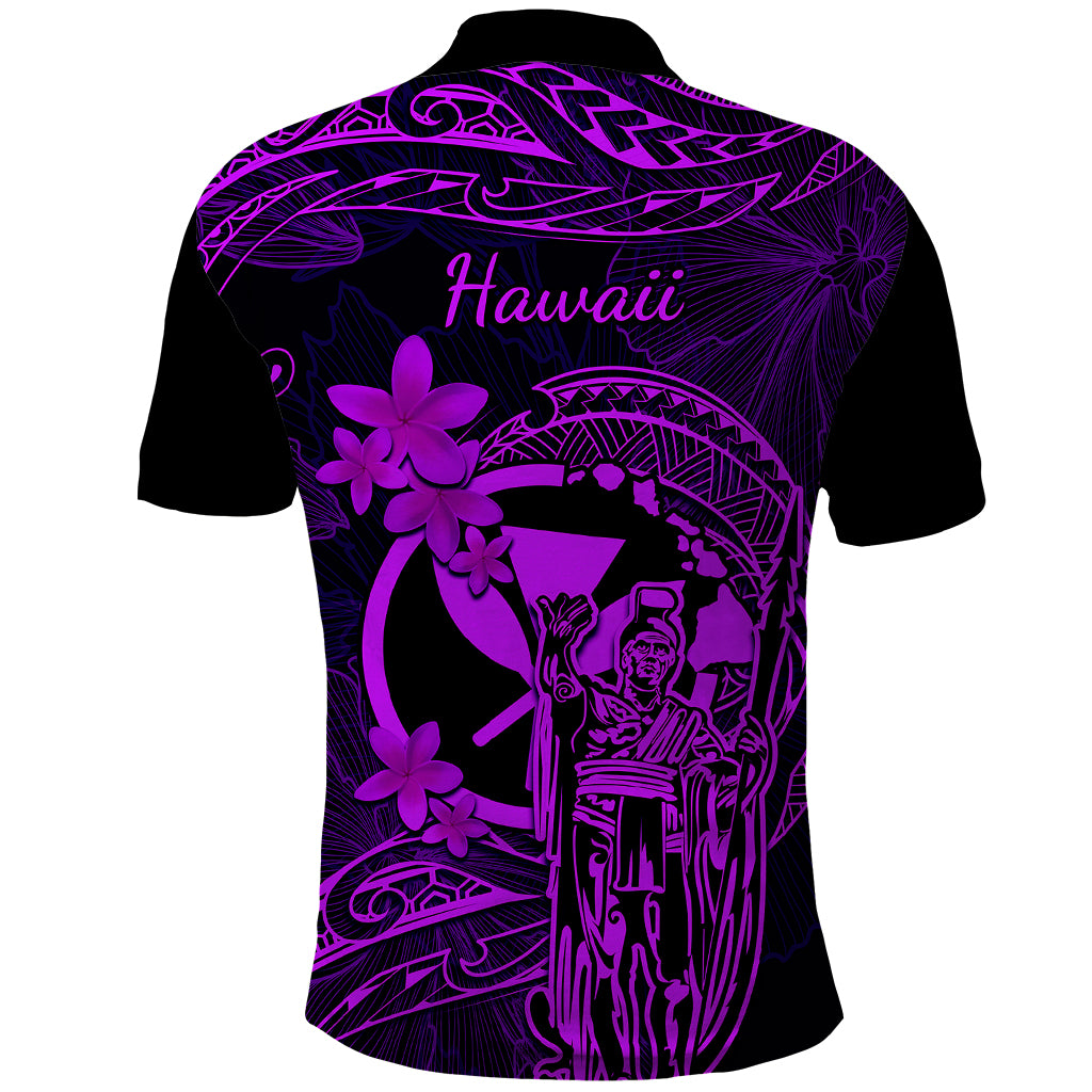 Hawaii Polo Shirt King Kamehameha Mix Polynesian Plumeria Purple Version LT14 - Polynesian Pride