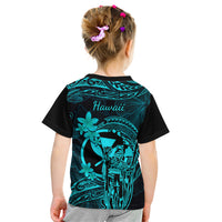 Hawaii Kid T Shirt King Kamehameha Mix Polynesian Plumeria Turquoise Version LT14 - Polynesian Pride