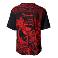Hawaii Baseball Jersey King Kamehameha Mix Polynesian Plumeria Red Version LT14 - Polynesian Pride