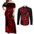 Hawaii Couples Matching Off Shoulder Maxi Dress and Long Sleeve Button Shirts King Kamehameha Mix Polynesian Plumeria Red Version LT14 Red - Polynesian Pride