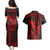 Hawaii Couples Matching Puletasi Dress and Hawaiian Shirt King Kamehameha Mix Polynesian Plumeria Red Version LT14 - Polynesian Pride