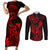 Hawaii Couples Matching Short Sleeve Bodycon Dress and Long Sleeve Button Shirts King Kamehameha Mix Polynesian Plumeria Red Version LT14 Red - Polynesian Pride