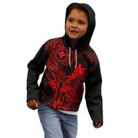Hawaii Kid Hoodie King Kamehameha Mix Polynesian Plumeria Red Version LT14 - Polynesian Pride