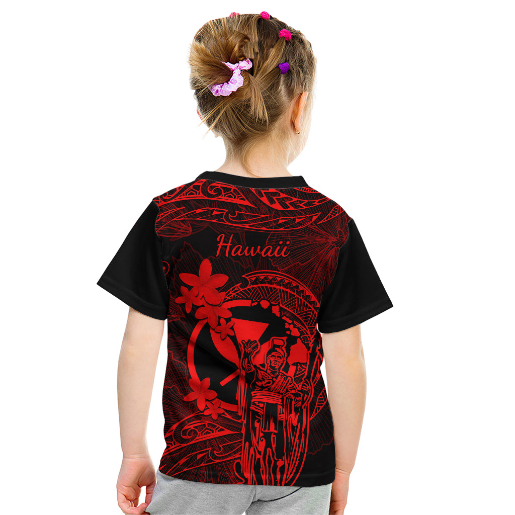 Hawaii Kid T Shirt King Kamehameha Mix Polynesian Plumeria Red Version LT14 - Polynesian Pride