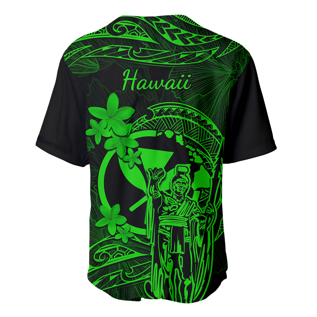 Hawaii Baseball Jersey King Kamehameha Mix Polynesian Plumeria Green Version LT14 - Polynesian Pride