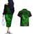 Hawaii Couples Matching Off The Shoulder Long Sleeve Dress and Hawaiian Shirt King Kamehameha Mix Polynesian Plumeria Green Version LT14 - Polynesian Pride