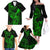 Hawaii Family Matching Off Shoulder Long Sleeve Dress and Hawaiian Shirt King Kamehameha Mix Polynesian Plumeria Green Version LT14 - Polynesian Pride