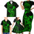 Hawaii Family Matching Short Sleeve Bodycon Dress and Hawaiian Shirt King Kamehameha Mix Polynesian Plumeria Green Version LT14 - Polynesian Pride