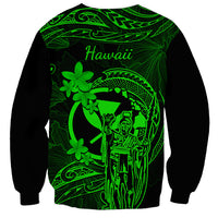 Hawaii Sweatshirt King Kamehameha Mix Polynesian Plumeria Green Version LT14 - Polynesian Pride
