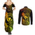 Hawaii Couples Matching Summer Maxi Dress and Long Sleeve Button Shirts Pineapple Mix Polynesian Plumeria Reggae Version LT14 - Polynesian Pride