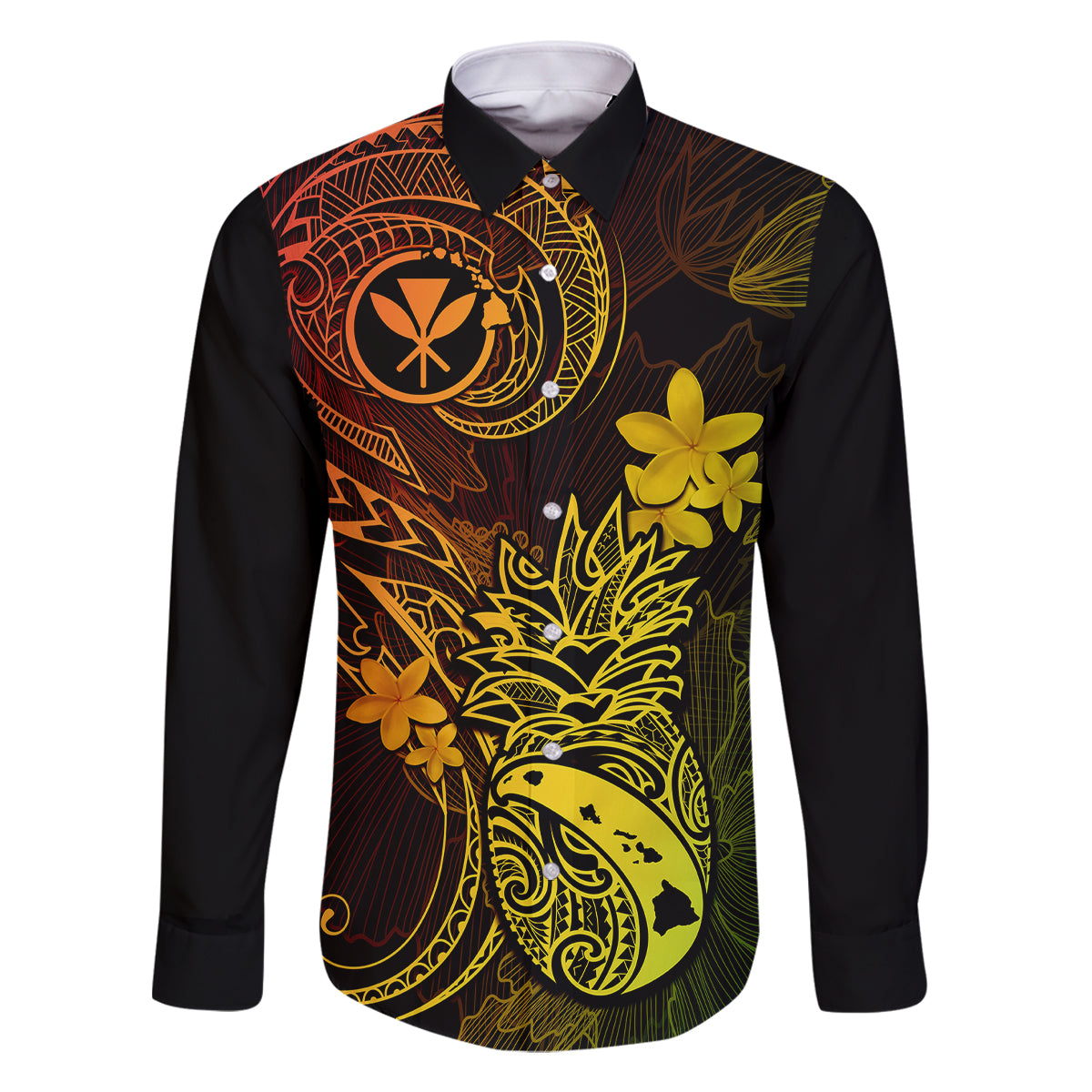 Hawaii Family Matching Long Sleeve Bodycon Dress and Hawaiian Shirt Pineapple Mix Polynesian Plumeria Reggae Version LT14 Dad's Shirt - Long Sleeve Reggae - Polynesian Pride