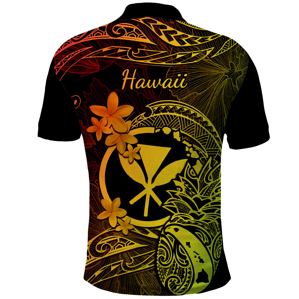 Hawaii Polo Shirt Pineapple Mix Polynesian Plumeria Reggae Version LT14 - Polynesian Pride