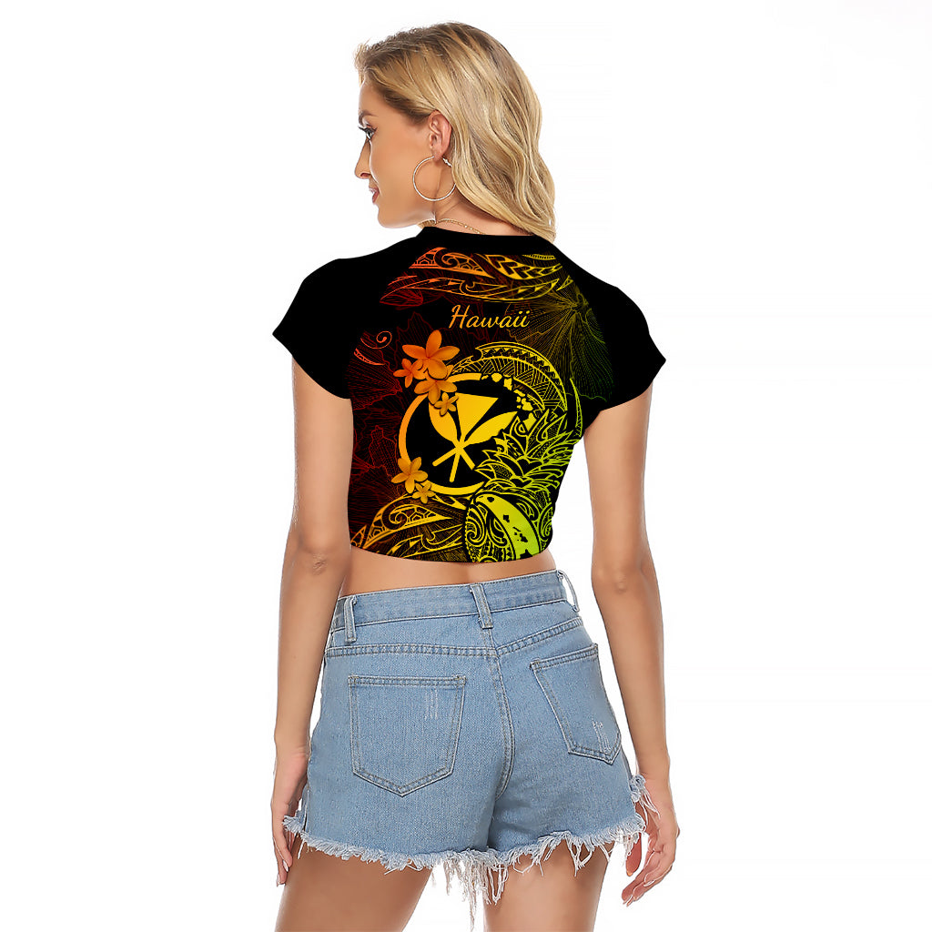 Hawaii Raglan Cropped T Shirt Pineapple Mix Polynesian Plumeria Reggae Version LT14 - Polynesian Pride