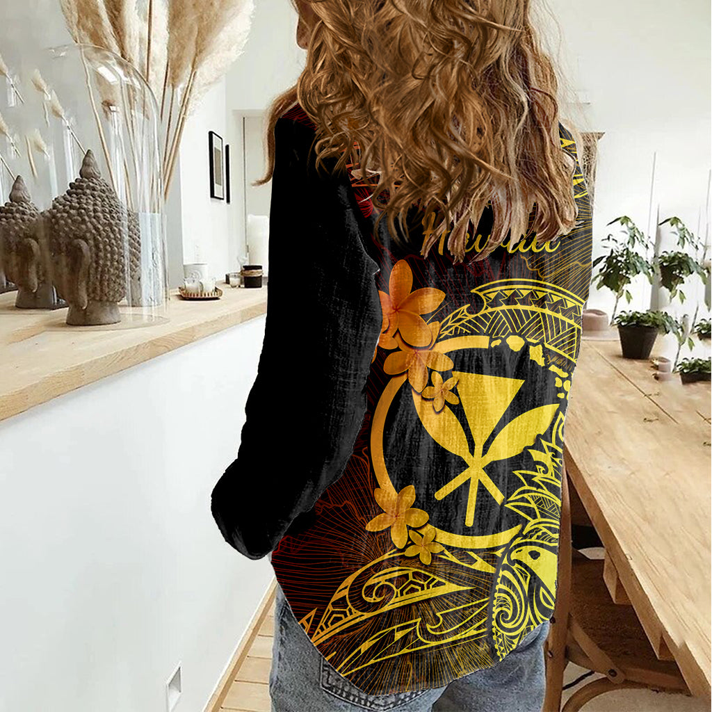 Hawaii Women Casual Shirt Pineapple Mix Polynesian Plumeria Reggae Version LT14 - Polynesian Pride