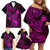 Hawaii Family Matching Off Shoulder Short Dress and Hawaiian Shirt Pineapple Mix Polynesian Plumeria Pink Version LT14 - Polynesian Pride