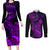Hawaii Couples Matching Long Sleeve Bodycon Dress and Long Sleeve Button Shirts Pineapple Mix Polynesian Plumeria Purple Version LT14 Purple - Polynesian Pride