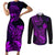 Hawaii Couples Matching Short Sleeve Bodycon Dress and Long Sleeve Button Shirts Pineapple Mix Polynesian Plumeria Purple Version LT14 Purple - Polynesian Pride