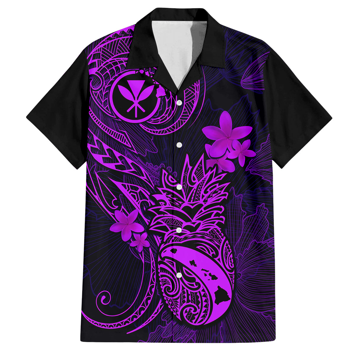 Hawaii Family Matching Long Sleeve Bodycon Dress and Hawaiian Shirt Pineapple Mix Polynesian Plumeria Purple Version LT14 Dad's Shirt - Short Sleeve Purple - Polynesian Pride