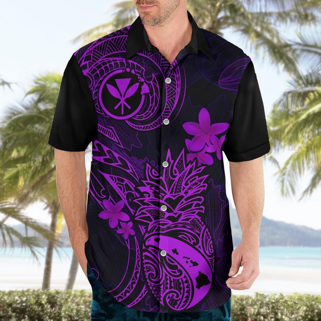 Hawaii Hawaiian Shirt Pineapple Mix Polynesian Plumeria Purple Version LT14 - Polynesian Pride
