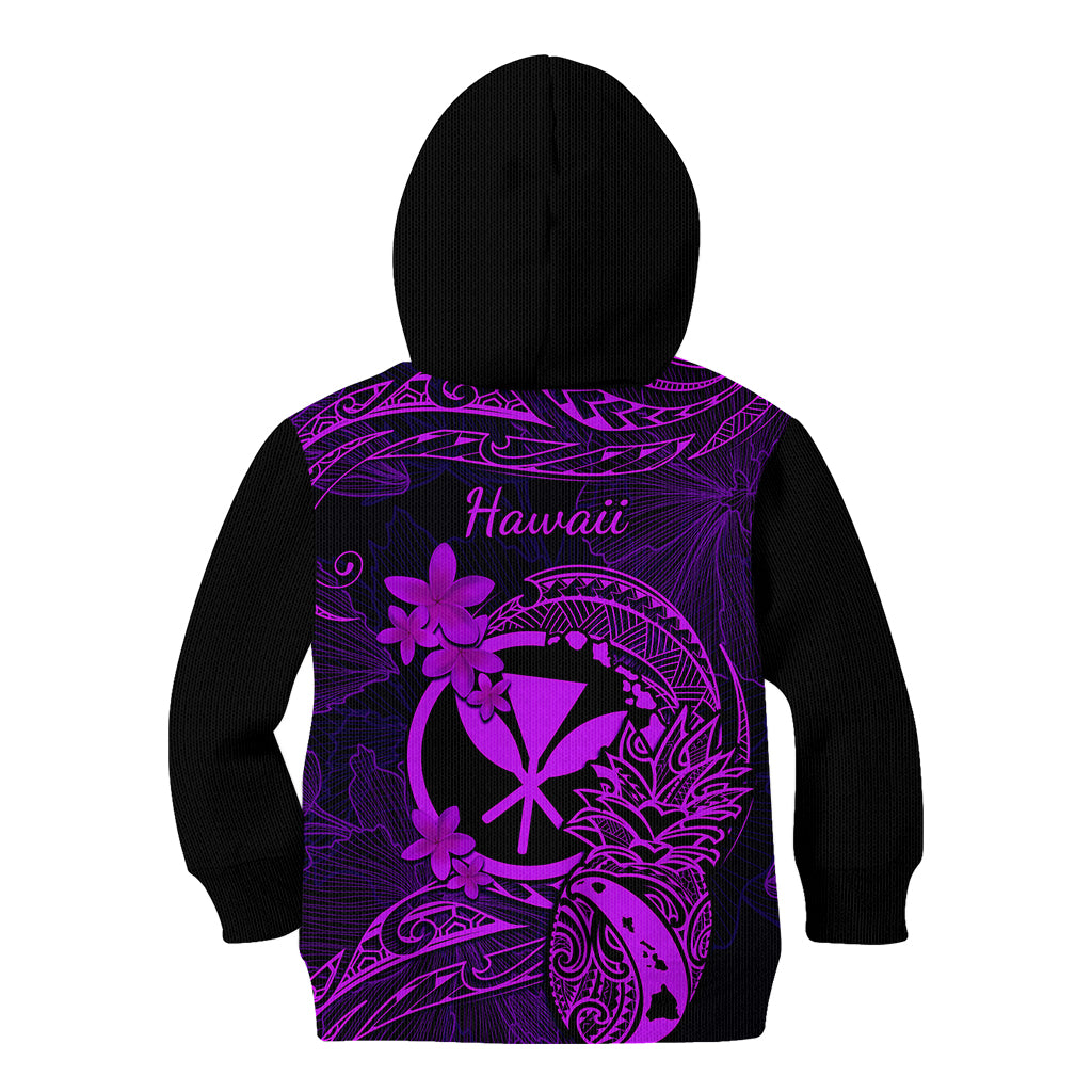 Hawaii Kid Hoodie Pineapple Mix Polynesian Plumeria Purple Version LT14 - Polynesian Pride