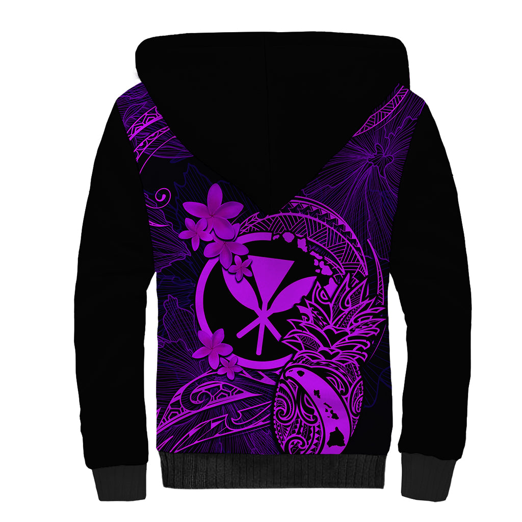 Hawaii Sherpa Hoodie Pineapple Mix Polynesian Plumeria Purple Version LT14 - Polynesian Pride