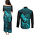 Hawaii Couples Matching Puletasi Dress and Long Sleeve Button Shirts Pineapple Mix Polynesian Plumeria Turquoise Version LT14 - Polynesian Pride