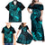 Hawaii Family Matching Off Shoulder Maxi Dress and Hawaiian Shirt Pineapple Mix Polynesian Plumeria Turquoise Version LT14 - Polynesian Pride
