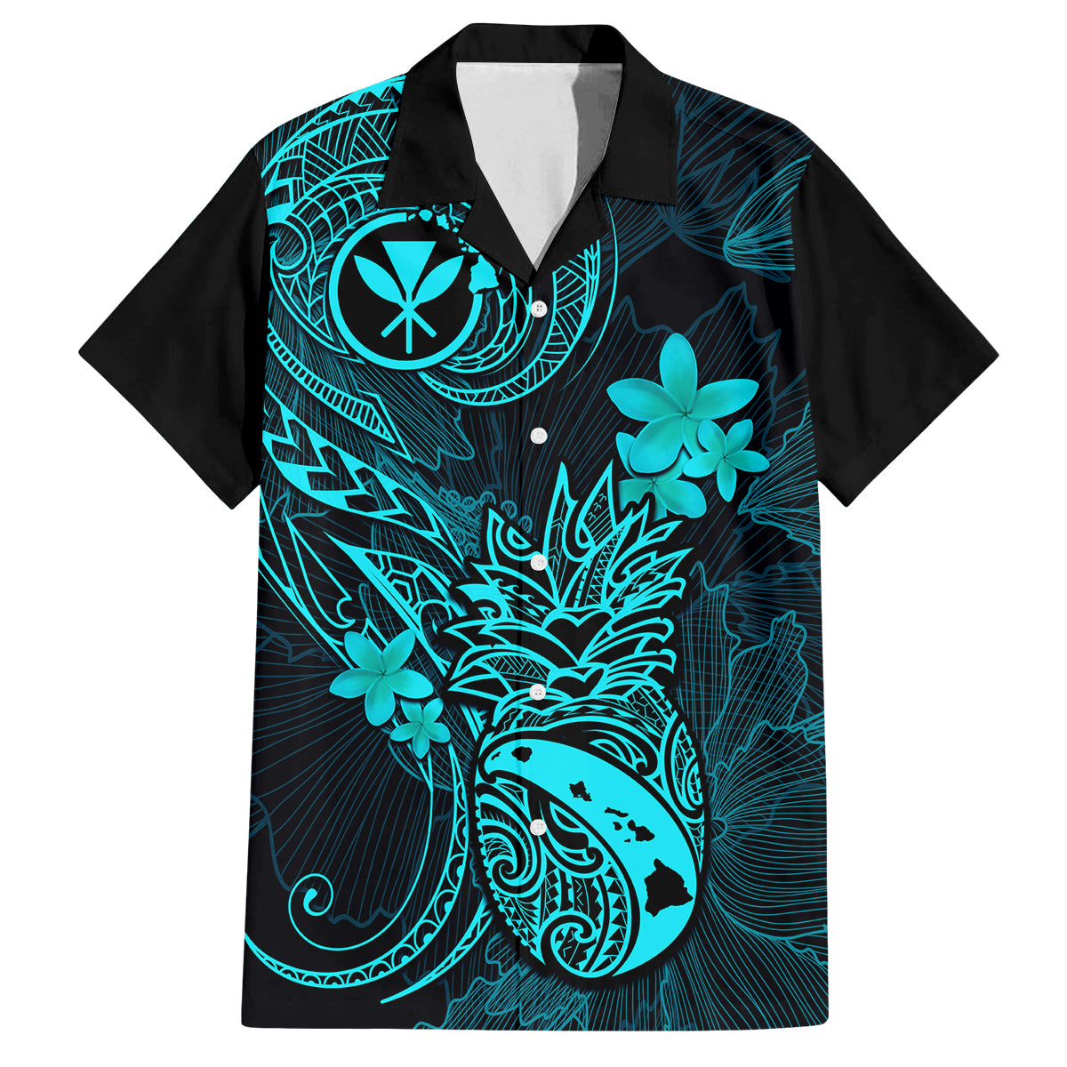 Hawaii Kid Hawaiian Shirt Pineapple Mix Polynesian Plumeria Turquoise Version LT14 Kid Turquoise - Polynesian Pride