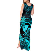 Hawaii Tank Maxi Dress Pineapple Mix Polynesian Plumeria Turquoise Version LT14 - Polynesian Pride