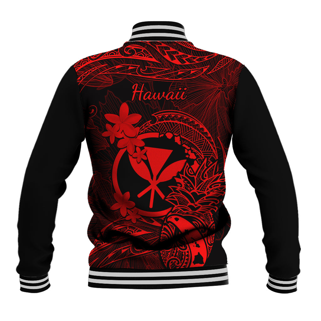 Hawaii Baseball Jacket Pineapple Mix Polynesian Plumeria Red Version LT14 - Polynesian Pride