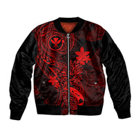 Hawaii Bomber Jacket Pineapple Mix Polynesian Plumeria Red Version LT14 Unisex Red - Polynesian Pride