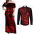 Hawaii Couples Matching Off Shoulder Maxi Dress and Long Sleeve Button Shirts Pineapple Mix Polynesian Plumeria Red Version LT14 Red - Polynesian Pride