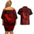 Hawaii Couples Matching Off Shoulder Short Dress and Hawaiian Shirt Pineapple Mix Polynesian Plumeria Red Version LT14 - Polynesian Pride