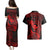Hawaii Couples Matching Puletasi Dress and Hawaiian Shirt Pineapple Mix Polynesian Plumeria Red Version LT14 - Polynesian Pride