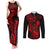 Hawaii Couples Matching Tank Maxi Dress and Long Sleeve Button Shirts Pineapple Mix Polynesian Plumeria Red Version LT14 Red - Polynesian Pride