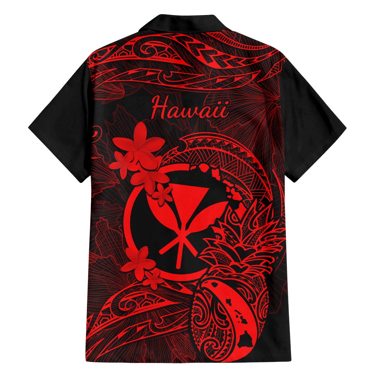hawaii-family-matching-short-sleeve-bodycon-dress-and-hawaiian-shirt-pineapple-mix-polynesian-plumeria-red-version