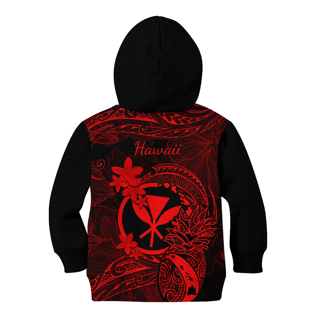 Hawaii Kid Hoodie Pineapple Mix Polynesian Plumeria Red Version LT14 - Polynesian Pride