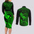 hawaii-couples-matching-long-sleeve-bodycon-dress-and-long-sleeve-button-shirts-pineapple-mix-polynesian-plumeria-green-version