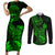 hawaii-couples-matching-short-sleeve-bodycon-dress-and-long-sleeve-button-shirts-pineapple-mix-polynesian-plumeria-green-version