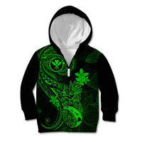 Hawaii Kid Hoodie Pineapple Mix Polynesian Plumeria Green Version LT14 - Polynesian Pride