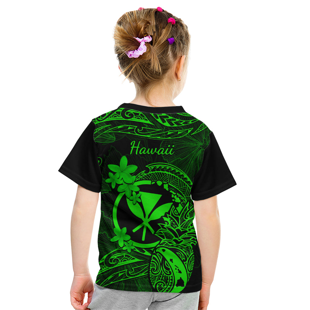 Hawaii Kid T Shirt Pineapple Mix Polynesian Plumeria Green Version LT14 - Polynesian Pride