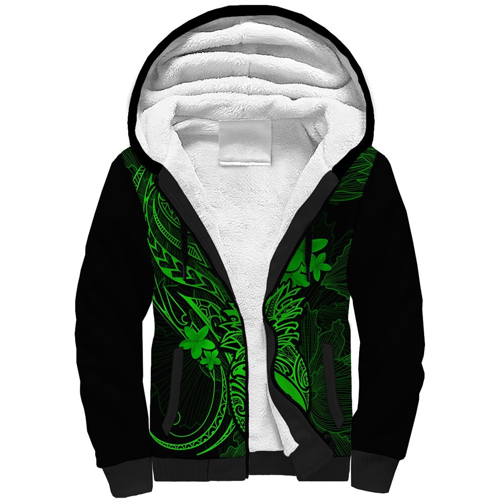Hawaii Sherpa Hoodie Pineapple Mix Polynesian Plumeria Green Version LT14 Unisex Green - Polynesian Pride