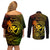 hawaii-couples-matching-off-shoulder-short-dress-and-long-sleeve-button-shirts-shaka-tattoo-mix-polynesian-plumeria-reggae-version