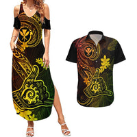 hawaii-couples-matching-summer-maxi-dress-and-hawaiian-shirt-shaka-tattoo-mix-polynesian-plumeria-reggae-version