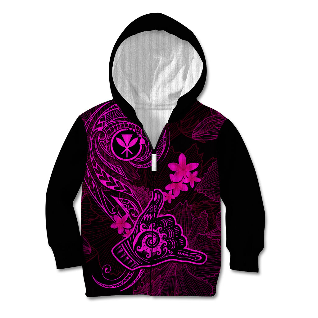 Hawaii Kid Hoodie Shaka Tattoo Mix Polynesian Plumeria Pink Version LT14 - Polynesian Pride